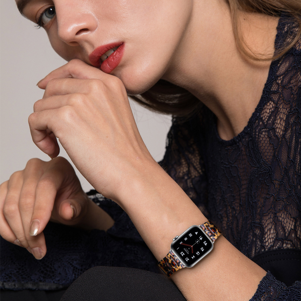 38g Weight Apple watch watchband Classification Resin Material Multicolor, Solid Color, Leopard Pattern Casual, Retro Style Casual Retro Multicolor Solid Color Leopard Apple Watch Watchband 5