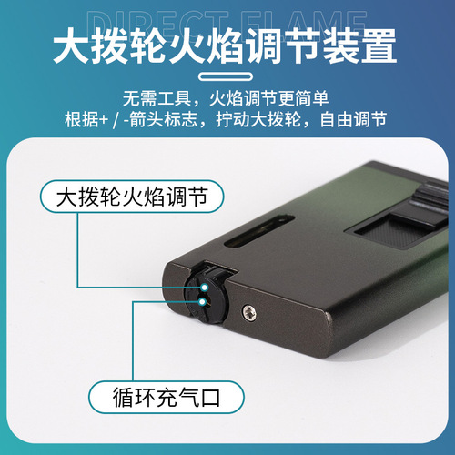 Creative Trend Gradient Windproof Direct Ignition Inflatable Lighter Dual Flame Direct Blue Flame Cigar Personal Gift for Boyfriend