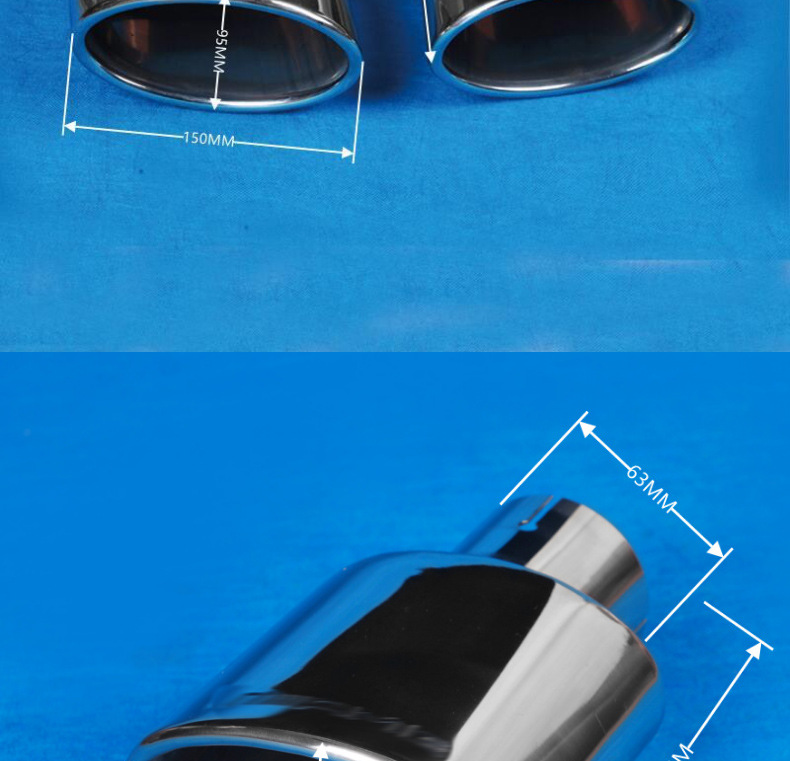Stainless Steel Titanium-Plated Black Dual Exhaust Tailpipe Car Modification Exhaust Pipe Silencer Manufacturer Wholesale in Stock