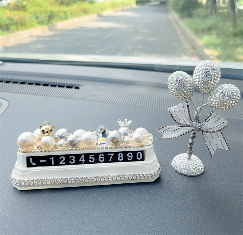 Car personalized creative goddess style temporary parking number plate, car phone number card, digital plate for car interior decoration