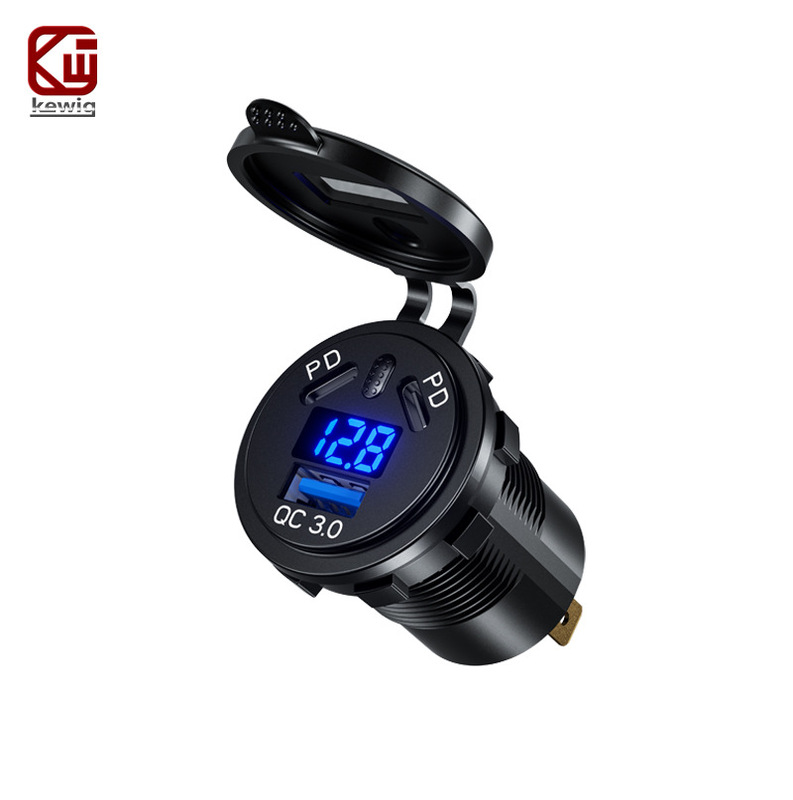 kewig new three USB port charging car modified USB charger dual PD high power fast charging 45W