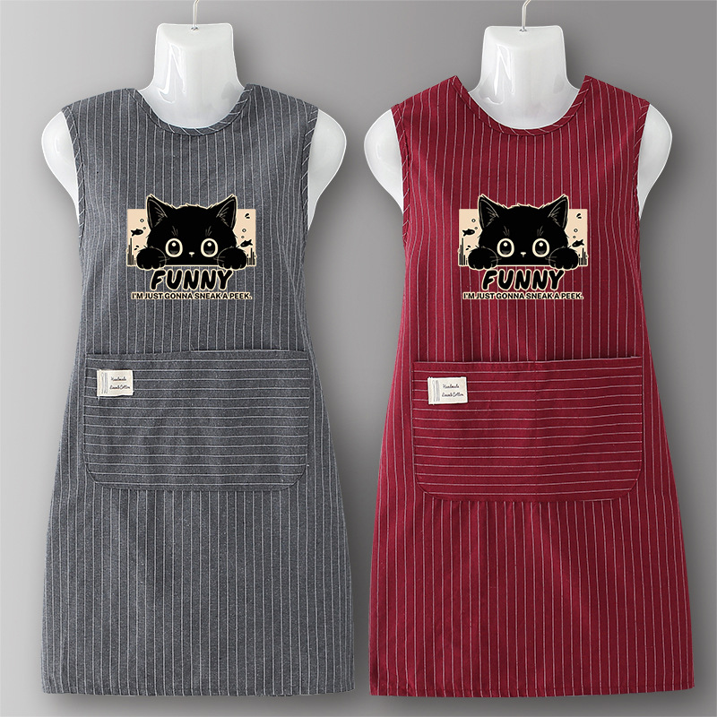 여성용 예쁜 조끼형 앞치마, 순면, 귀여운, 주방용, 가정용, 2026년 신상, 작업복, 케이터링 전용, 요리용