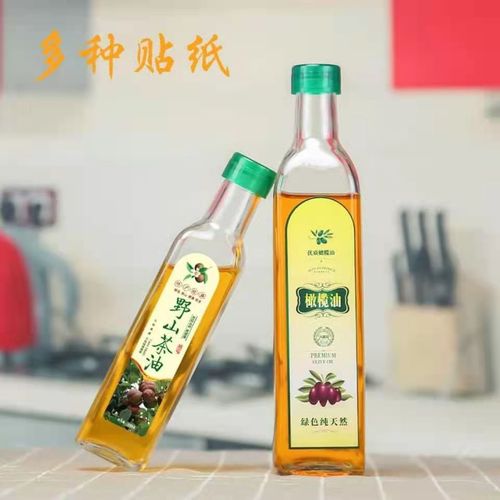 Manufacturer supplies transparent olive oil bottle, square glass camellia oil bottle, camellia oil sealed packaging glass bottle