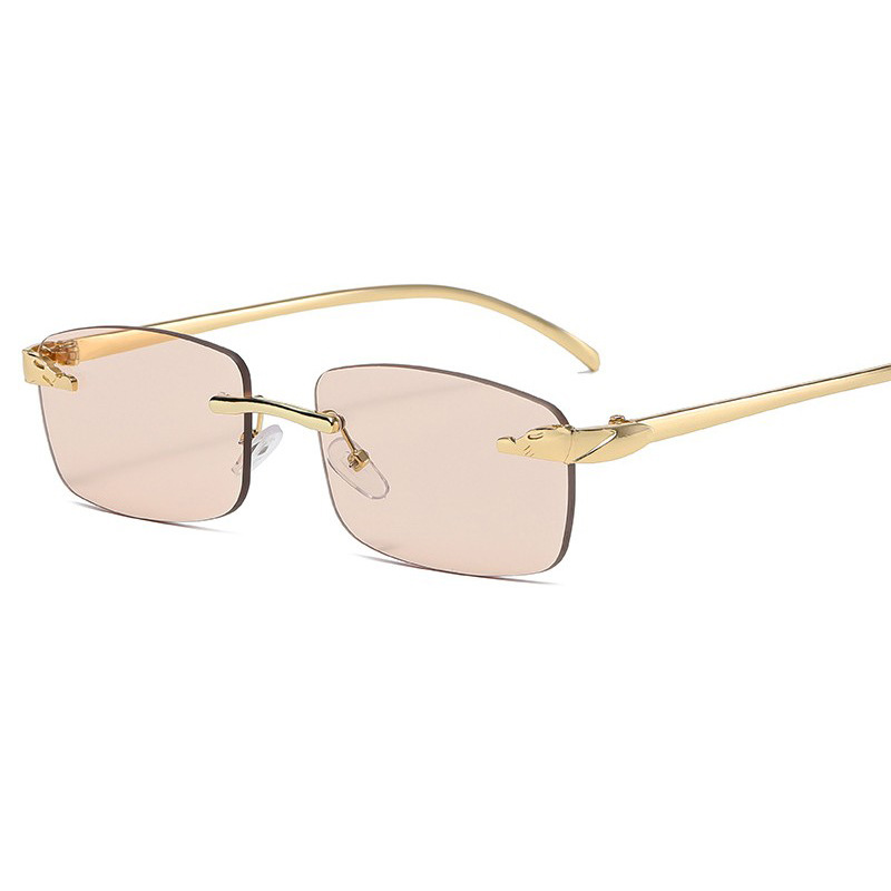 Leopard Head Frameless Sunglasses Retro Geometric Pattern Women's Outdoor Casual Unisex_voghion.com