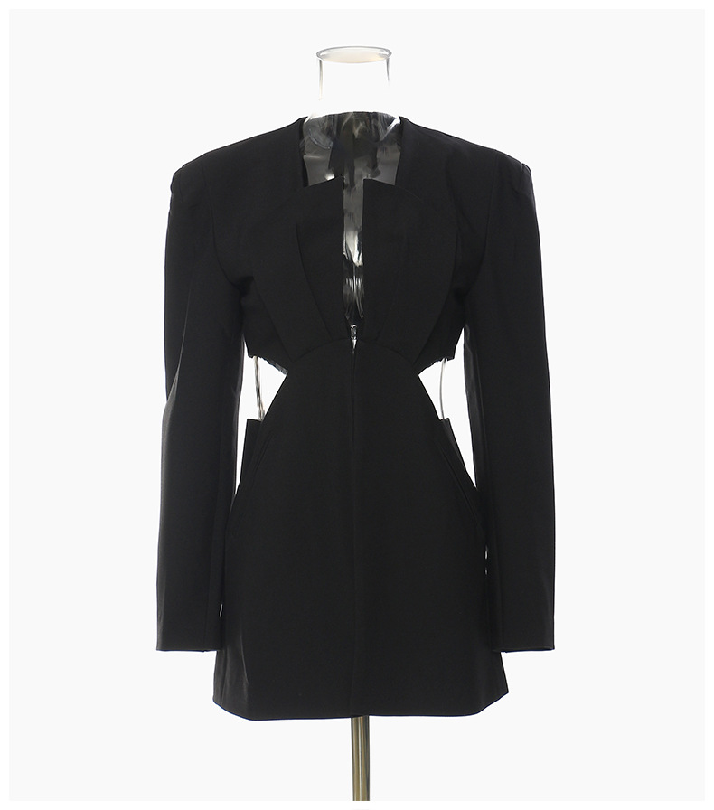 Office Side Waist Baring Slim Fit Exquisite Cut Personality Fashionable Jacket