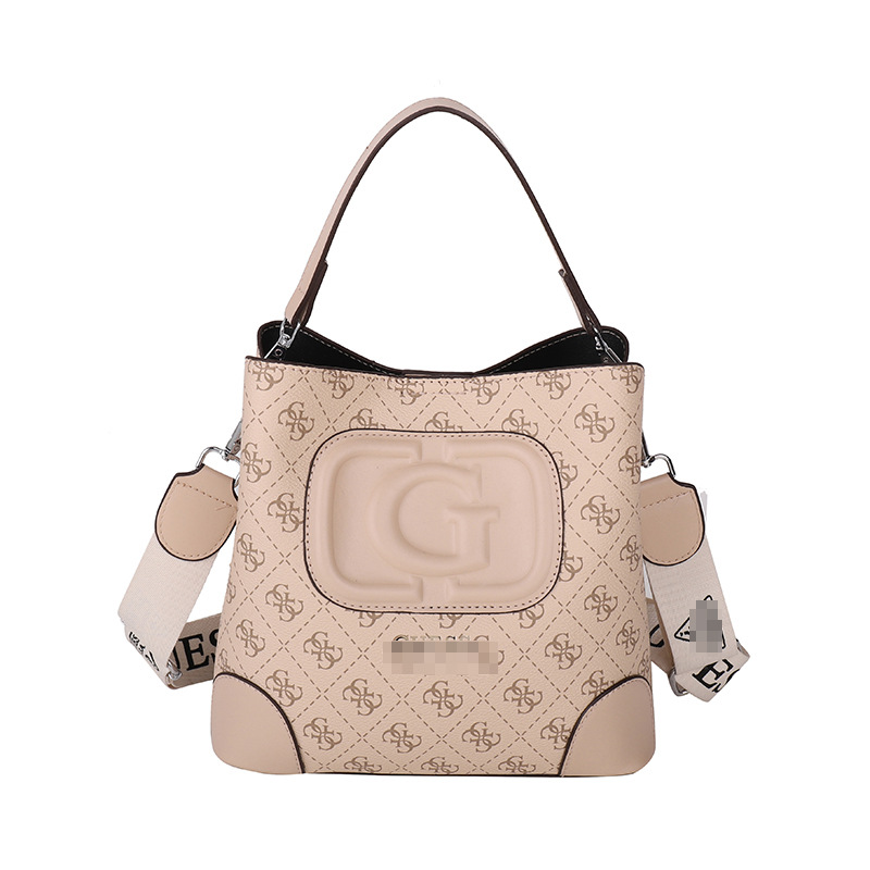 Bolsos impresos europeos y americanos transfronterizos, letras femeninas 2024, nueva tendencia, bolso de cubo francés, bolso de mensajero de alta gama