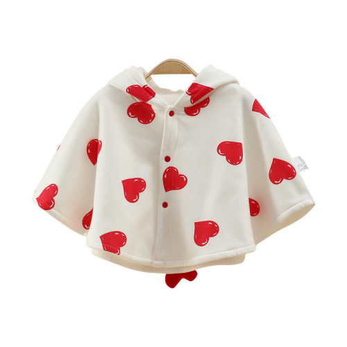 Baby's first coat New Year's dress with hood for autumn and winter, cute style with hood, thick and warm windproof cape for outdoor wear
