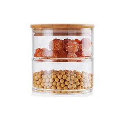 Ensaladera de verduras y frutas de vidrio transparente para el hogar tarro de almacenamiento de vidrio de borosilicato tarro de almacenamiento de bocadillos de frutas secas de múltiples capas