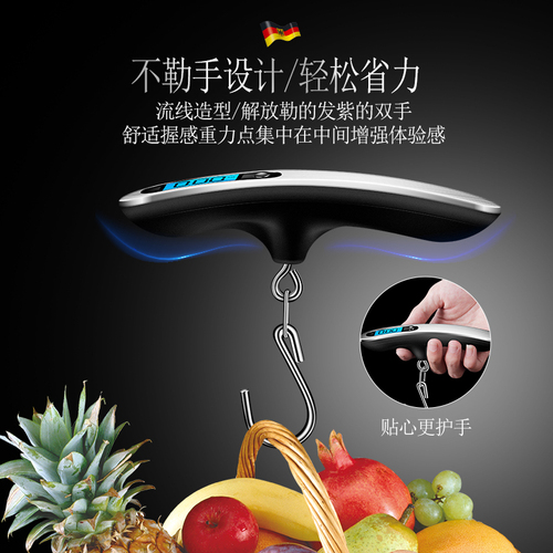 German portable electronic scale luggage weighing vegetable hook weighing mini electronic scale grams household commercial small portable scale
