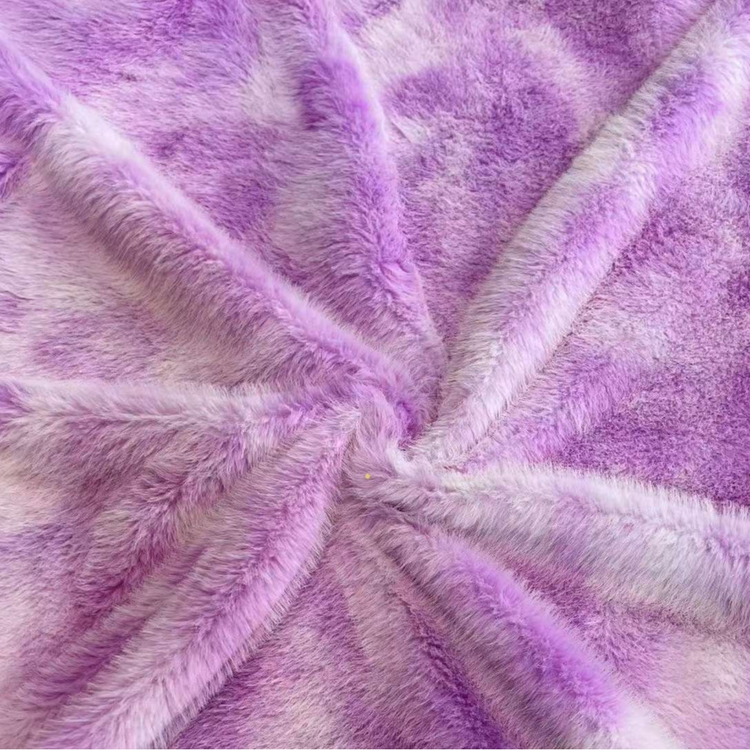 Spot Golden visón terciopelo teñido anudado cepillo estampado floral punta de pelo imitación visón alto y bajo tela de impresión de piel de conejo juguetes de ropa