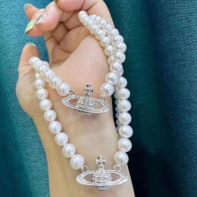 网络爆款天然白珍珠饰品女项链 时尚百搭星球系列高级感小众项链