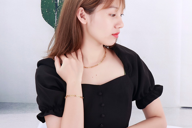 design sense fashion titanium steel bracelet necklace set wholesale nihaojewelry