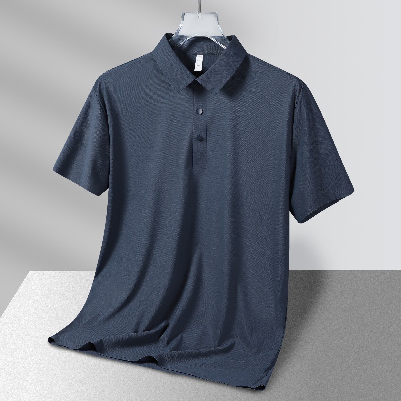 氷糸科技生地速乾シームレスゴム半袖tシャツ男性夏無痕氷糸tシャツ純色poloシャツ