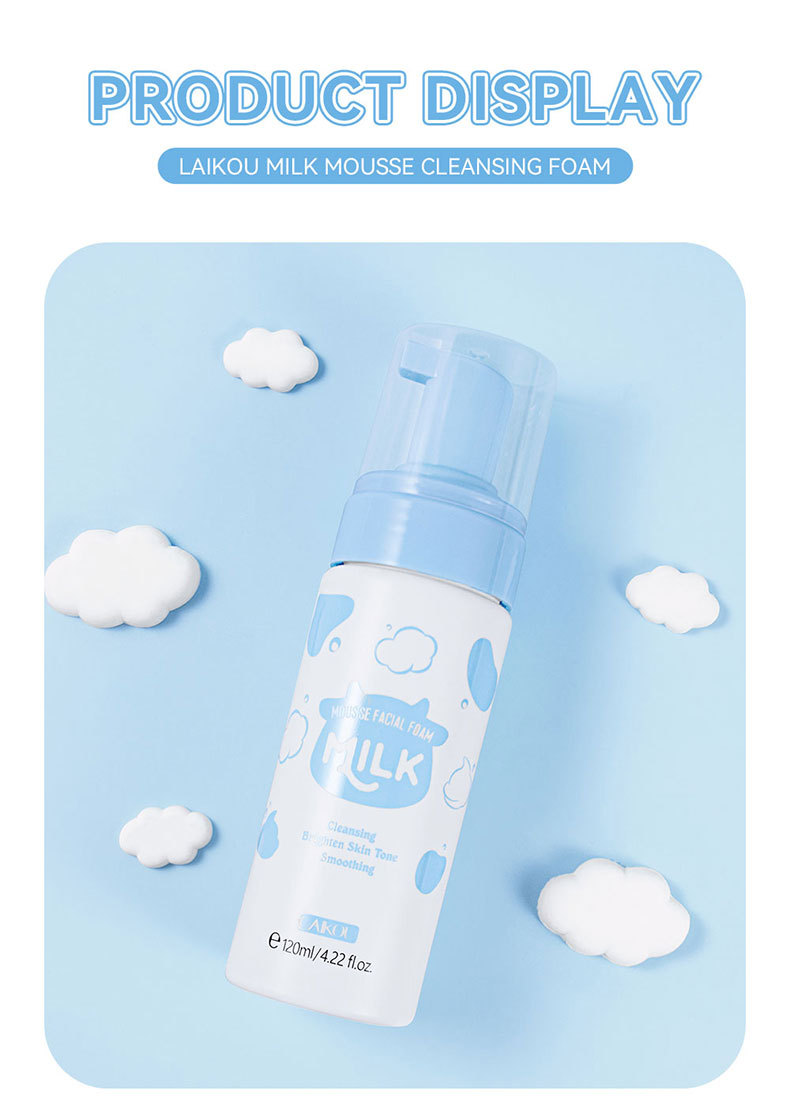 LAIKOU Milk Cleansing Mousse 120ml Pore-cleaning Skin Care products wholesale temu Shrimp Peel Cross-border undefined