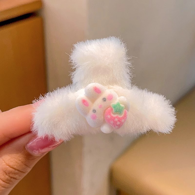 可爱毛绒小熊发量多抓夹女韩版百搭大号鲨鱼夹后脑勺盘发发夹头饰|undefined