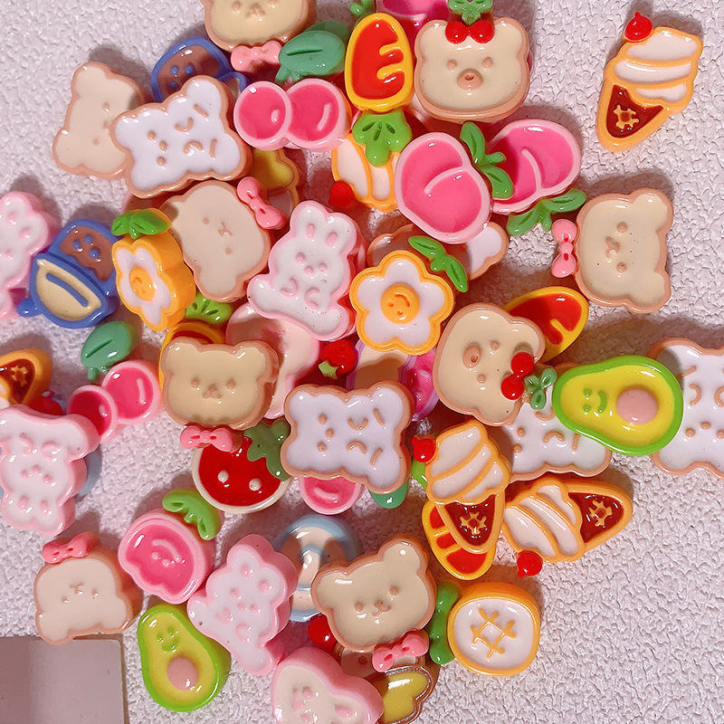 Nuevas flores de fruta conejo diy accesorios de resina crema pegamento para el cabello caja de teléfono móvil colgante de cabello material hecho a mano