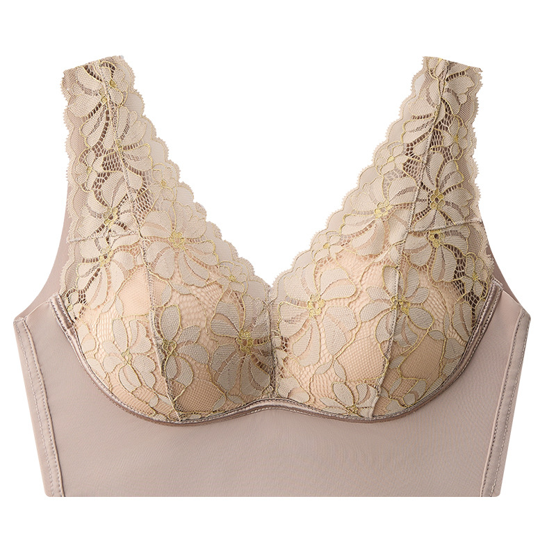 Ropa interior de encaje de primavera y verano para mujeres cómodas y sin costuras, posavasos fijos, top de tubo sin anillo de acero, sujetador de espalda
