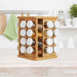 竹制可旋转调料架厨房调味罐陈醋香料收纳架化妆品整理架调味架