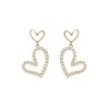Universal trend earrings, design silver needle heart shaped, diamond encrusted, internet celebrity, trend of season