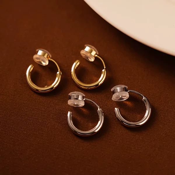 Simple plain ring ring ear ring without ear hole silicone anti-drop ear clip temperament all-match earrings female European and American earrings accessories