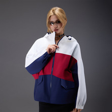 拓谷潮牌撞色休闲连帽拉链夹克开衫上衣秋冬新款运动冲锋衣外套女