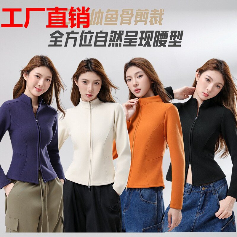 Winter Graphene Black Technology Double Zipper Stand Collar Fishbone Waistline Fleece Jacket Autumn and Winter New Slim Fit Warm Jacket Winter Graphene Black Technology Double Zipper Stand Collar Fishbone Waistline Fleece Jacket Autumn and Winter New Slim Fit Warm Jacket