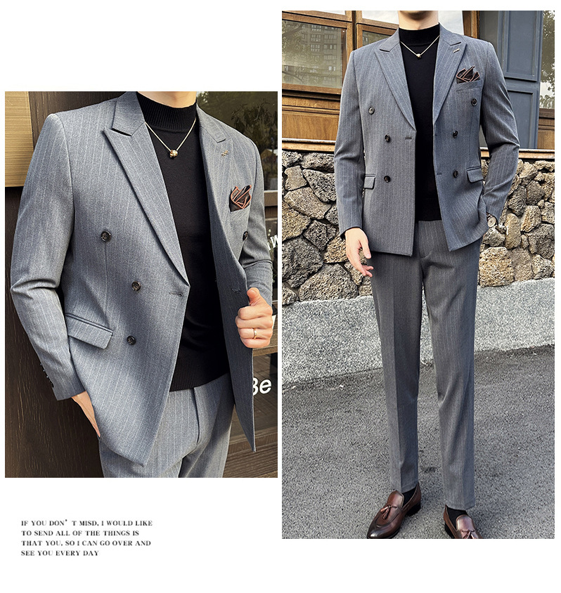Completo uomo slim fit con blazer e pantalone a righe elegante_voghion.com