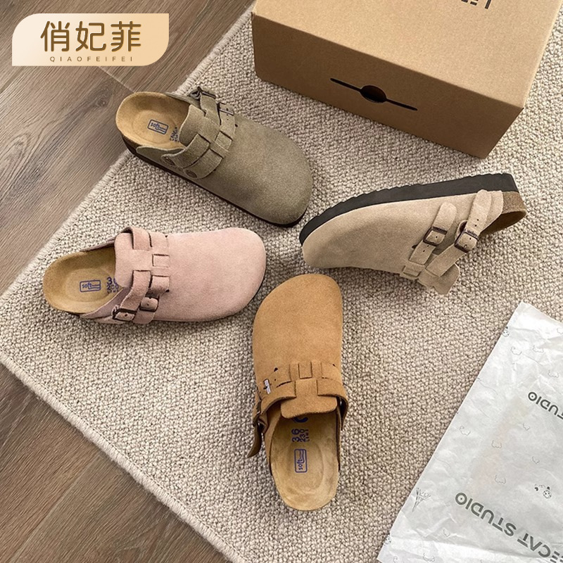 Qiao Feifei's Popular Thick-Soled Birkenstock Slippers for Women, Baotou Sandals for Women, High-Bottom Outer Wear 2024 Birkenstock Half Shoes for Women
