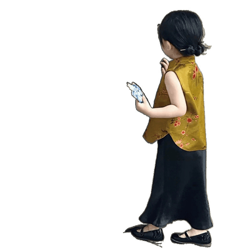 女童中式夏季新款套装2025儿童国风马甲上衣小女孩夏季半身裙两件|undefined