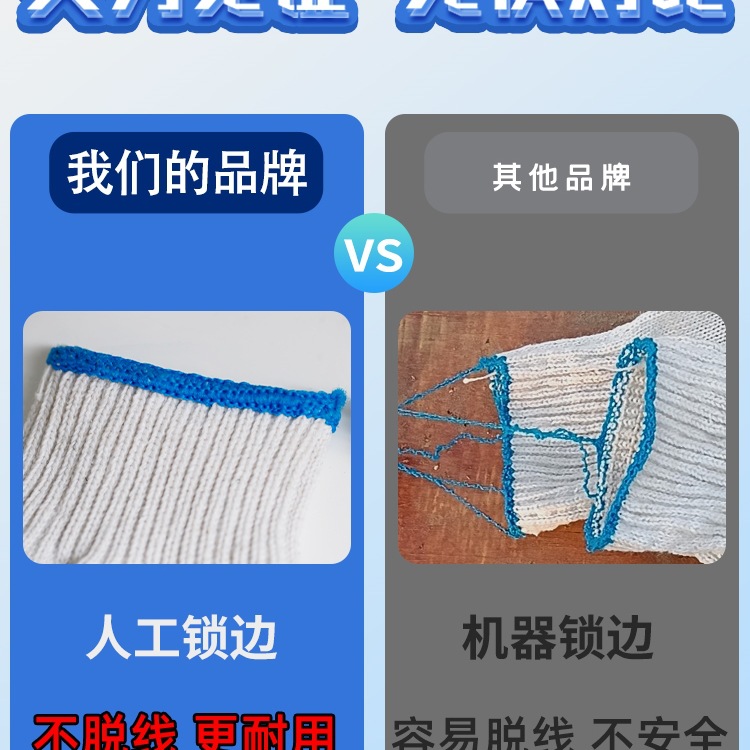 尼龙手套劳保耐磨工作男工地工人干活棉纱纯棉修车加厚白棉线手套