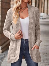 Lune Women's Lightweight Cardigan with Pockets, Ribbed
