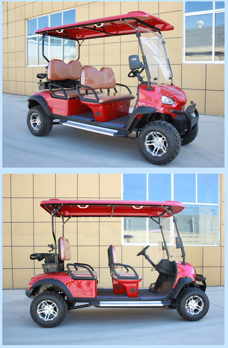 Dewu Junheng Electric Golf Cart, Double-Row 4-Seater Sightseeing Car, Four-Wheel Patrol Car, Off-Road Golf Cart