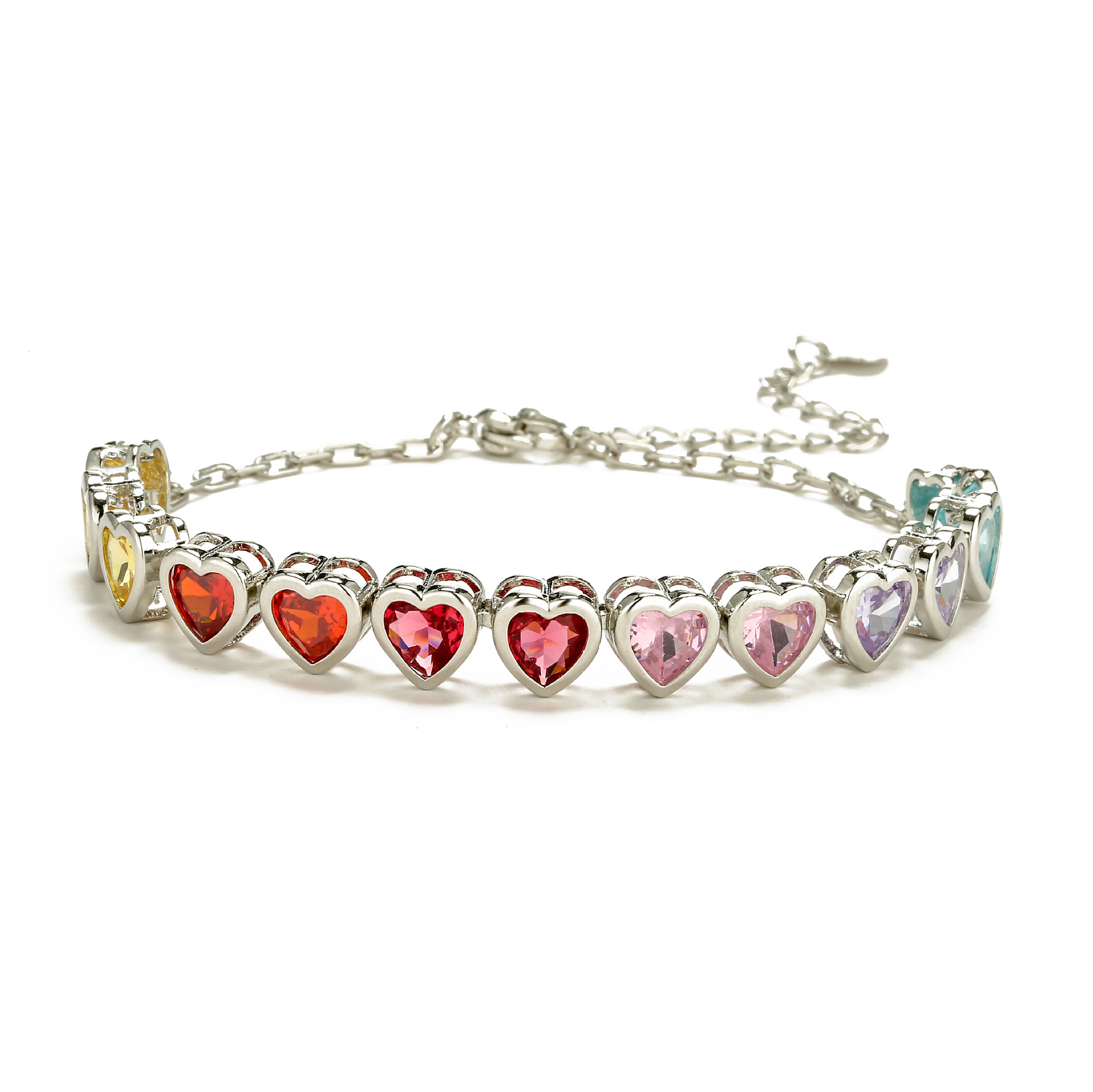 Bracelets, Necklace Classification Daily Occasion Copper Material Sweet Heart Shape Copper Inlay Zircon Bracelets Necklace