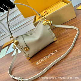 2025秀款Side Trunk全皮大象灰 黑色软盒子 字母手提箱包M25072