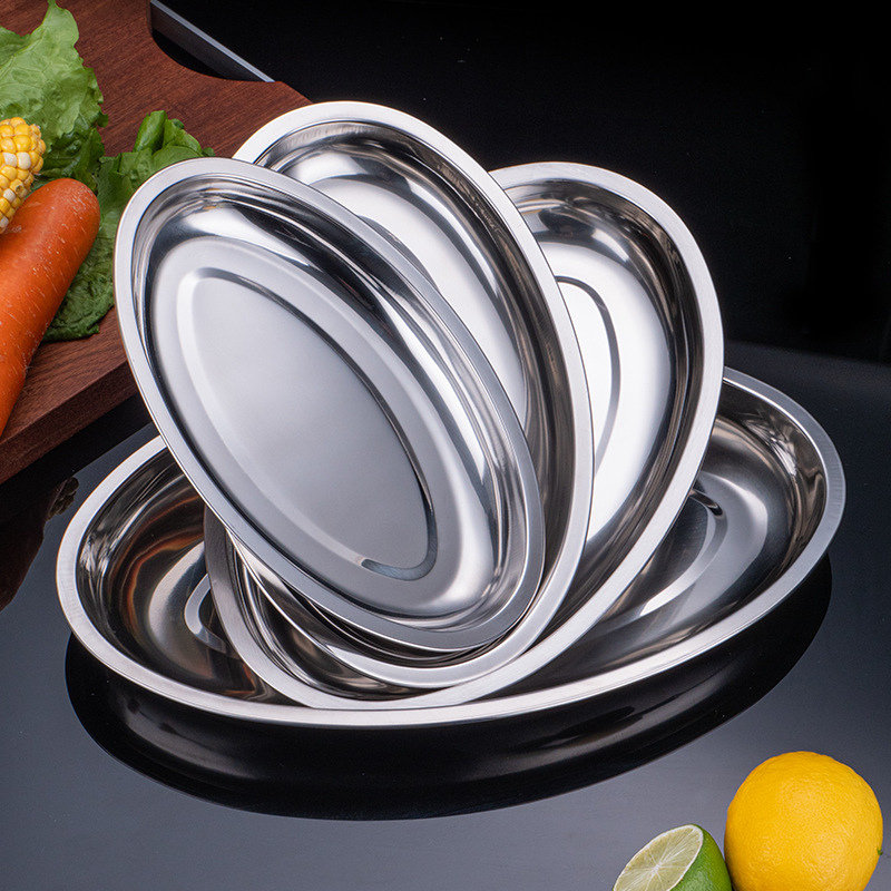 316 stainless steel fish plate household thickened meal plate oval…