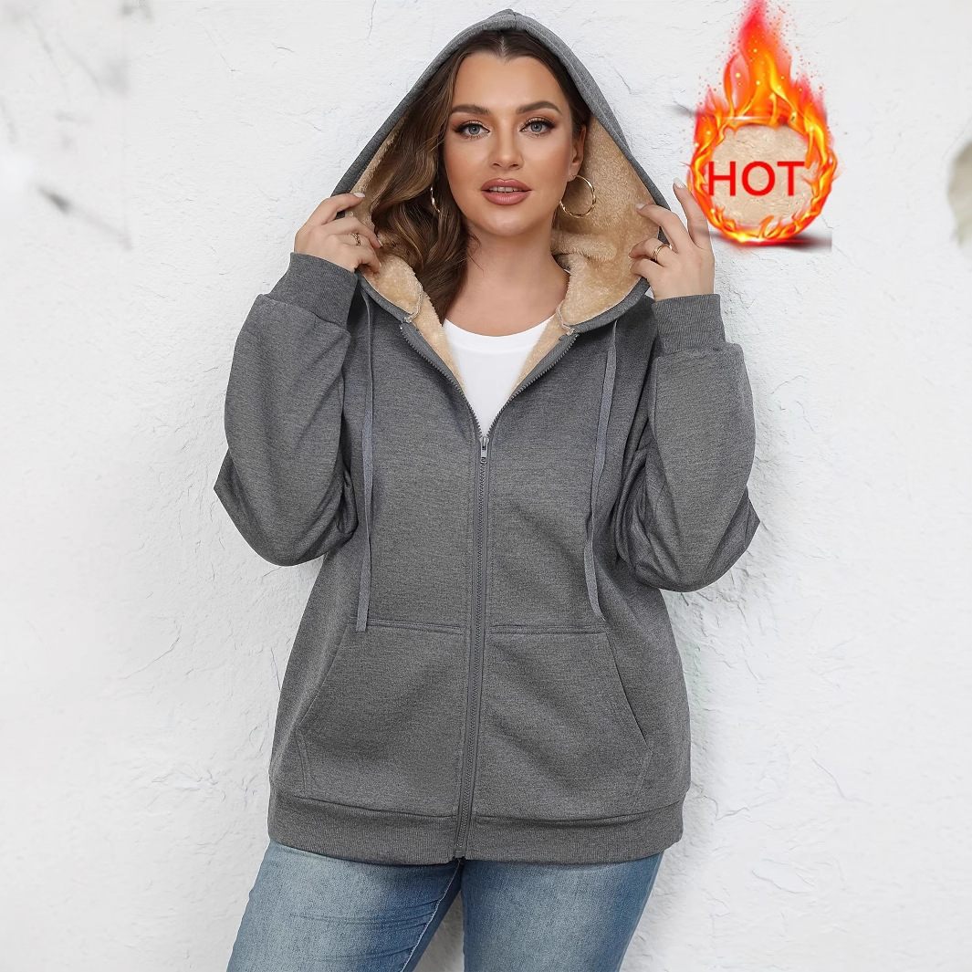 Amazon cross-border Europe and the United States new coat women's winter explosions warm plush hooded sweater coat women's top