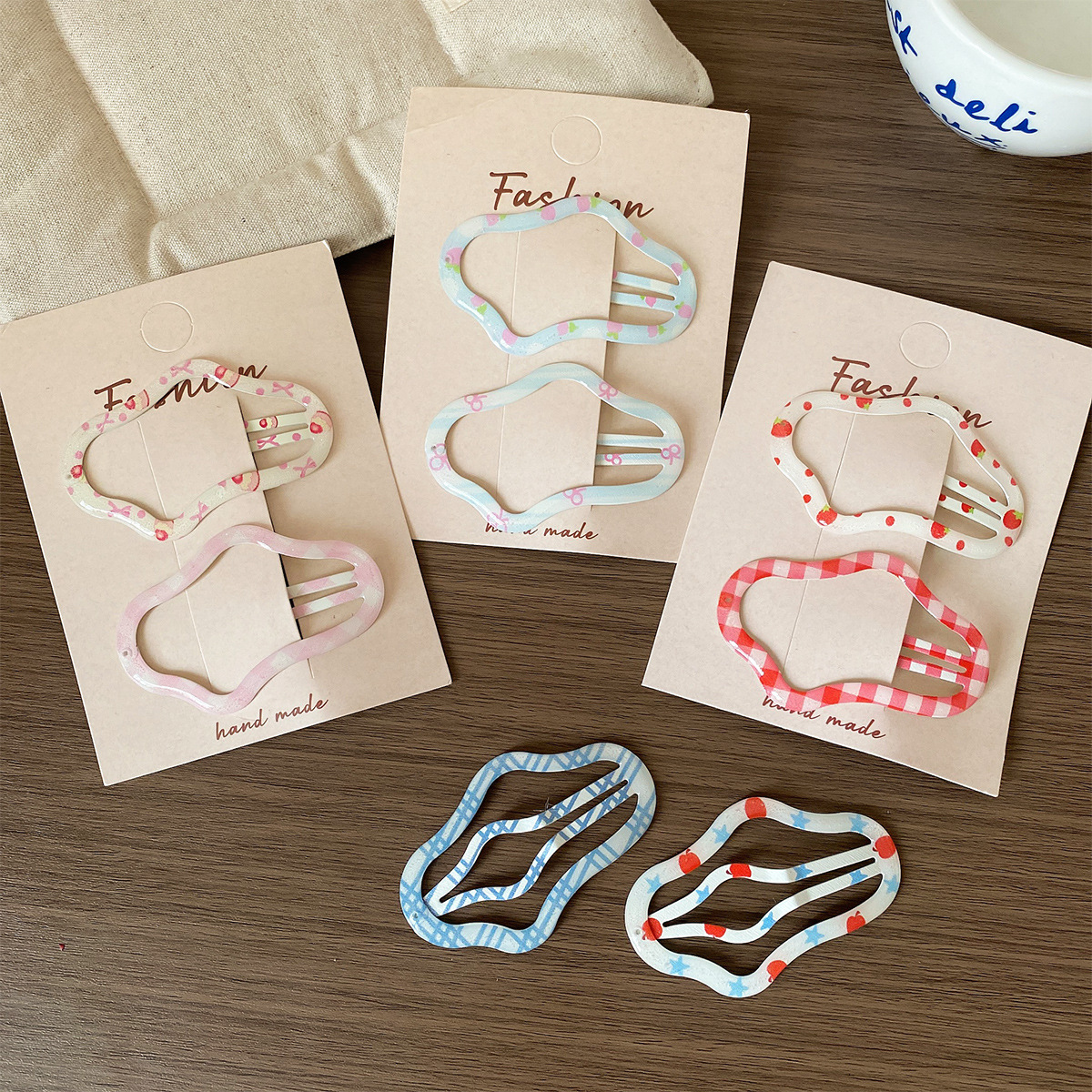 Children's Cloud Hollow Hair Bb Clip Sweet Girl Print Bow Fruit...