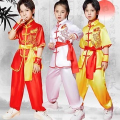 子供武道パフォーマンス服小学生長袖と半袖中国風少年少女太極拳パフォーマンストレーニング服