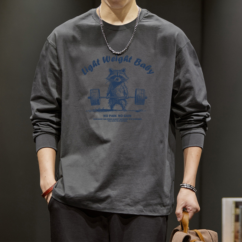 Long-Sleeved T-Shirt Men's American Autum Pure Cotton Inner Wear Trendyy Versatile Bottoming Shirt Oversize Casual Top