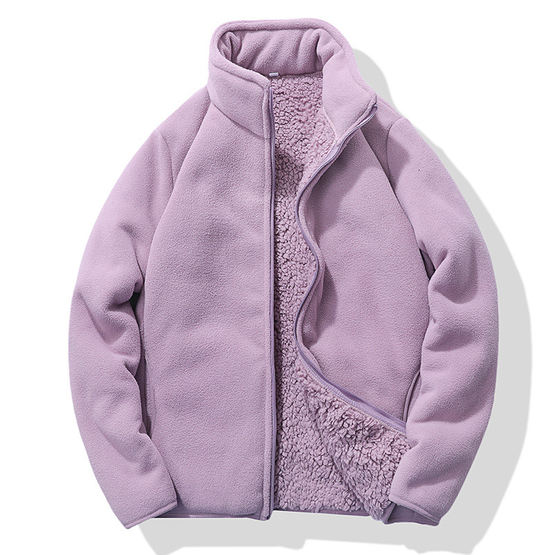 fleece-lined Thickened Fleece Jacket Women's Short Autumn and Winter Collar Warm Loose plus size Fleece Top Cardigan