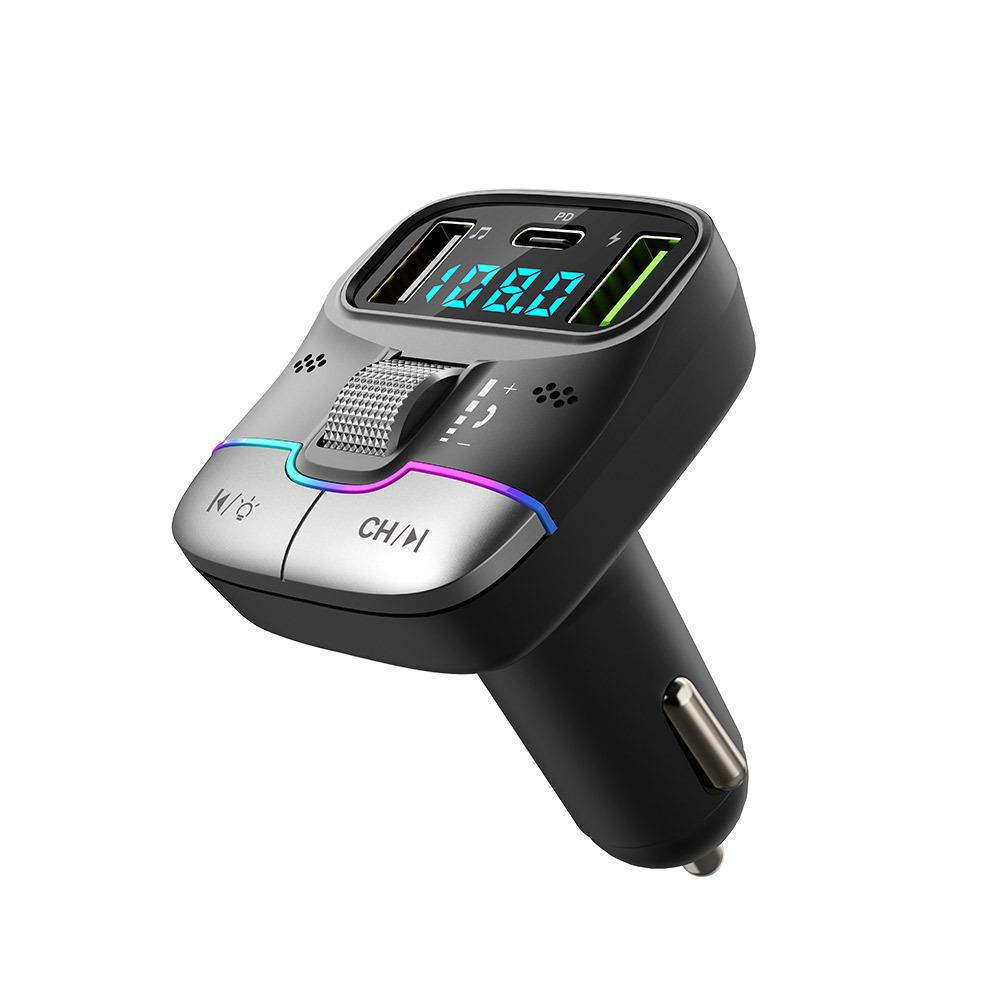 Car Charger And Bluetooth Fm Transmitter With Digital Display_voghion.com