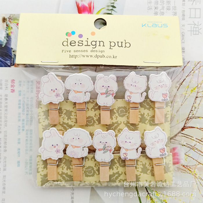 Cartoon Little White Cat Clip for Kindergarten Dormitory, DIY Decoration, Flower Shop Card Clip, Hanging Photo Frame, Small Wooden Clip Cartoon Little White Cat Clip for Kindergarten Dormitory, DIY Decoration, Flower Shop Card Clip, Hanging Photo Frame, Small Wooden Clip