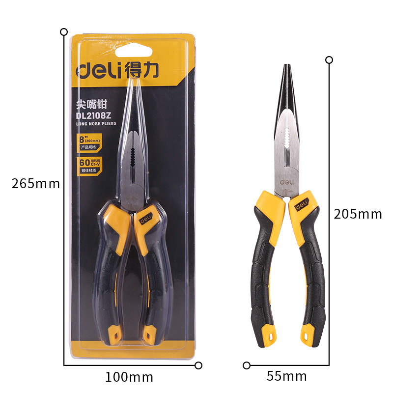 Powerful tool DL2106Z 6/8-inch professional-grade needle-nose pliers for electricians, household tip-nose pliers