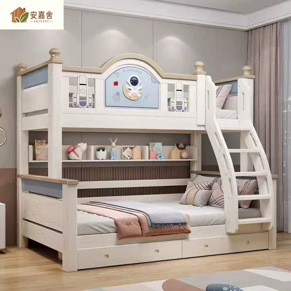 Parent-child bunk bed, cherry wood, double-decker bed, solid wood, two-tiered, with upper and lower bunks, new design