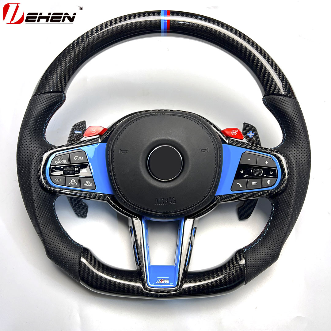 Applicable to BMW G20 G22 G80 G87 M2 M3 M4 old modified new CS real carbon fiber steering wheel assembly