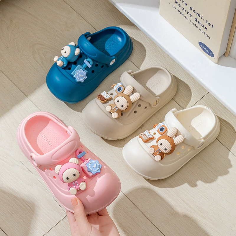 Детские летние тапочки, нескользящая мягкая подошва, детские домашние тапочки для младенцев, для мальчиков и девочек, милые сабо с закрытым носком.