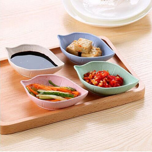 Home wheat straw leaves small plate kitchen multi-use seasoning plate seasoning sauce vinegar plate tableware wholesale
