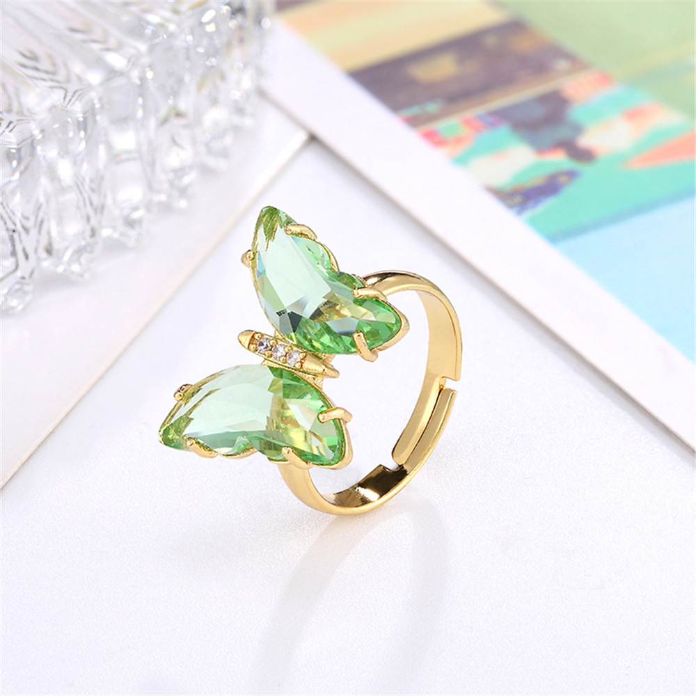 Fashion Simple Style Butterfly Copper Butterfly Zircon Rings