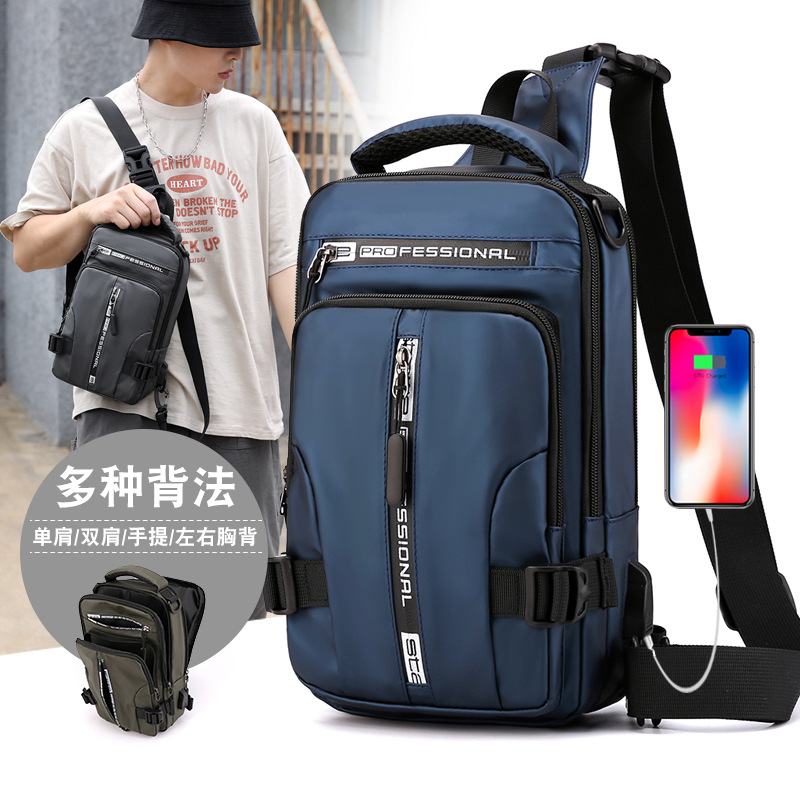 New Men's Business Travel Cross-border Simple Chest Bag Single Shoulder Crossbody Backpack Multi-purpose Multi-functional Outdoor Backpack