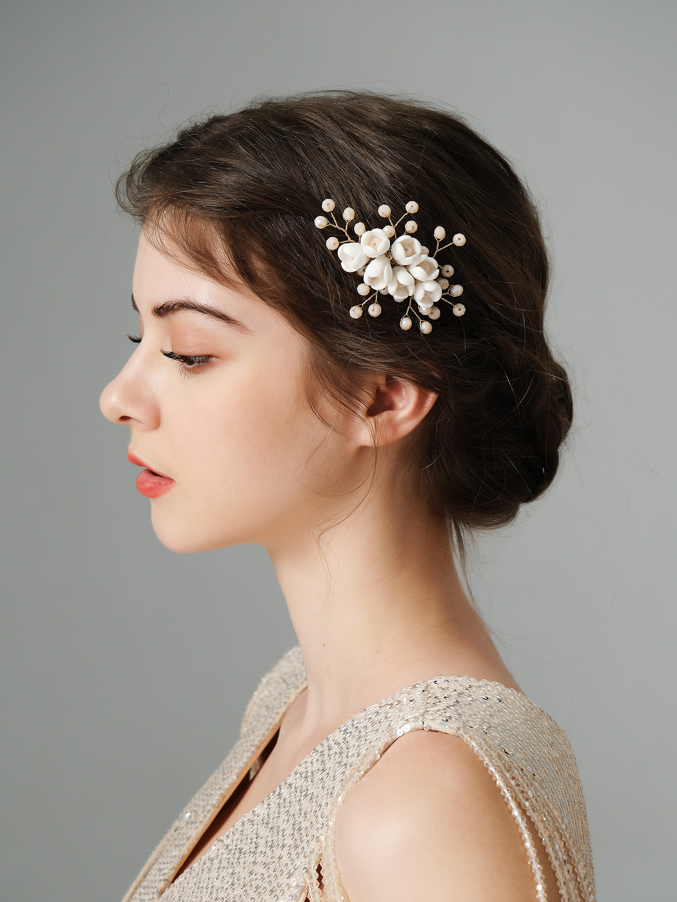 30g Weight Insert comb Hair Accessories Type 1 Piece Quantity Elegant Retro Lady Flower Ceramics Insert Comb